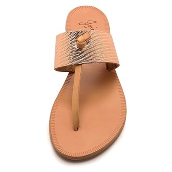 Joie A La Plage Nice Metallic Embossed Leather Thong Sandals in Rose Gold, 10 - Picture 9 of 11